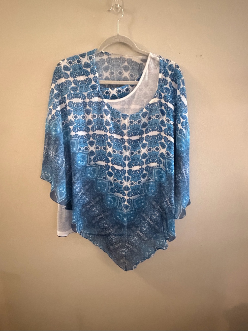 Energie Blue Printed Poncho Tunic